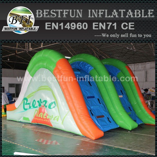 Simple aqua inflatable floating slide for lake