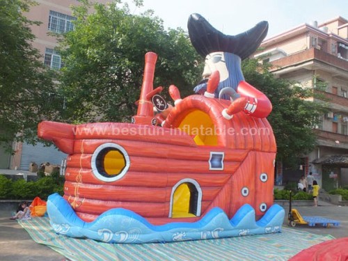 Pirate ship inflatable slides wave jumping slides inflatables