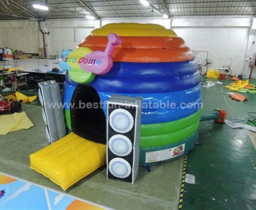 Kids inflatable disco dome bounce house with speaker