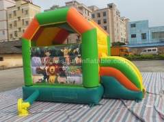 Inflatable safari bouncy castle with animals themed
