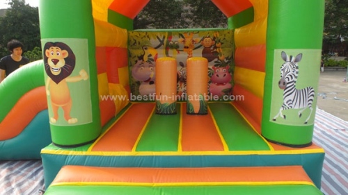 Inflatable safari bouncy castle with animals themed