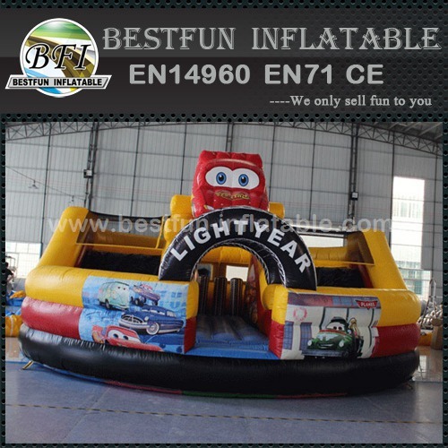 Commercial giant cartoon racing car inflatable slides