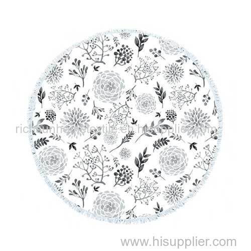 flower totem round beach towel