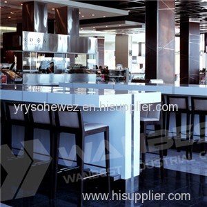 Corian White Restaurant Tables With Inlays