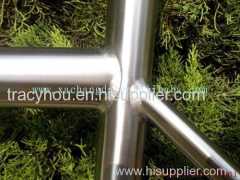 titanium inner line routing long seat tube mountain bicycle frame with handing brush