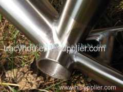 titanium inner line routing long seat tube mountain bicycle frame with handing brush