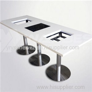 6 People Solid Surface Hot Pot Table