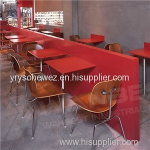 Corian Red Restaurant Tables And Wall Cladding