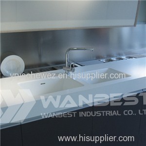 Corian White Double Sink Kitchen