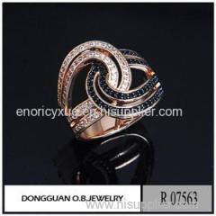 R7563 Copper Material Rose Gold Plated #113 Corundum Ring