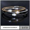 B720 Brass Material Two Tone Plated Diamond Cluster Bangle With Pearl