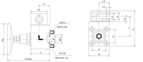 Stop valves with right angle welded flange