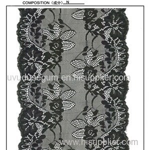 Floral Wide Black Lace Trim (J1022)