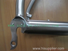 titanium cyclocross bike frame with long seat tube surface sand blast finished