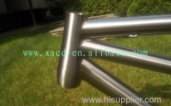 titanium tandem bike frame with handing brush finished