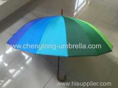 16K Colorful Rainbow Umbrella with Wooden Handle