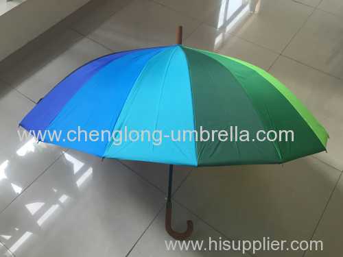 16K Colorful Rainbow Umbrella with Wooden Handle