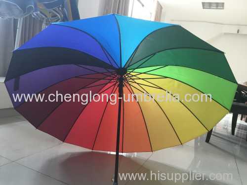 16K Colorful Rainbow Umbrella with Wooden Handle