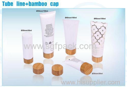 35mm tube with bamboo cap cosmetic plastic tube