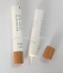 250ml white PE tube with bamboo lid screw cap