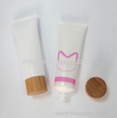 250ml white PE tube with bamboo lid screw cap