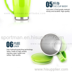 14oz Plastic Travel Mug cup keep warm with colorful handle and lid