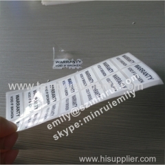 Custom Out Door Use Laminated UV Proof Ink Printed Warranty Void If Broken Stickers