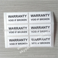 Custom Out Door Use Laminated UV Proof Ink Printed Warranty Void If Broken Stickers