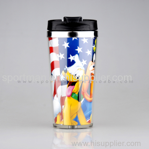 Plastic Changeable Insert Paper mug DIY Travel Mug with Photo insert