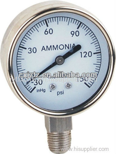 63mm All St.St. Bottom Ammonia Manometer In St.St. Bezel