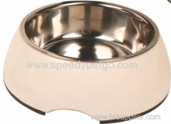 Beige color Large Size Pet stainless steel bowl with malemine frame