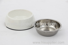 M Size Red Color Pet stainless steel bowl with malemine frame