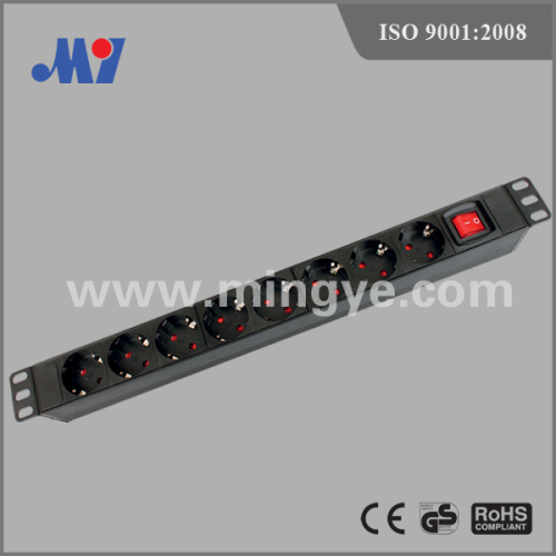 8 ways German PDU socket with switch