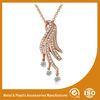 Gold Plated Rhinestone Metal Chain Necklace With Peacock Pendant