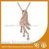 Gold Plated Rhinestone Metal Chain Necklace With Peacock Pendant