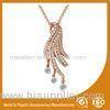 Gold Plated Rhinestone Metal Chain Necklace With Peacock Pendant