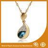 Eco Friendly Metal Chain Water Drop Necklace With Gold And Blue Stone