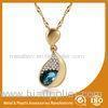 Eco Friendly Metal Chain Water Drop Necklace With Gold And Blue Stone