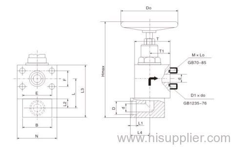 stop valve with right angle flange plate type