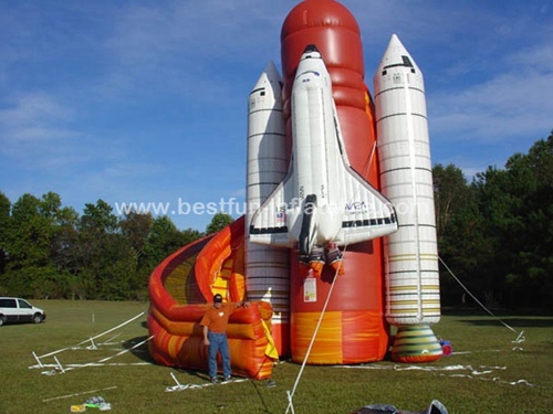 Space shuttle air plane slide inflatable twist slide