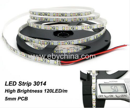 5mm width High brightness 3014 LED Strip 12V 120 LEDs/M White/Warm white
