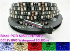 Black PCB LED Strip 5050 DC12V Black PCB Board IP65 Waterproof 60LED/m 5m 300LED RGB White Warm White Red Green Blue