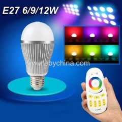 AC85-265V MILIGHT 2.4G Wireless E14/E27 RGBW RGBWW RGB 6W/9W/12W Dimmable led Bulb Lamp spot light &4-zone RF Remote con