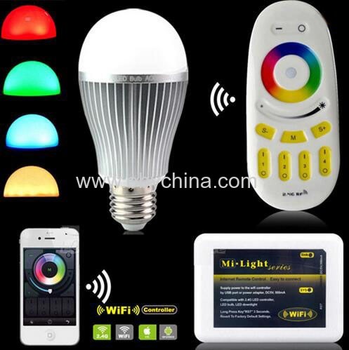 Milight AC85-265V 2.4G Wireless E27 RGBW RGB/WW rgb wifi 6W/9W/12W LED Dimmable Bulb lampada Lamp RF Remote Wifi APP co