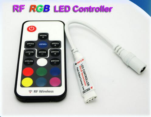 DC 5V-24V 12A 17key mini RF wireless led RGB remote Controller with 4pin female DC for RGB LED Strip Lights