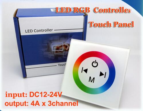 TM08 Wall Touch Panel White Glass Controller DC12V -24V 3 Channel RGB Full Color LED Controller