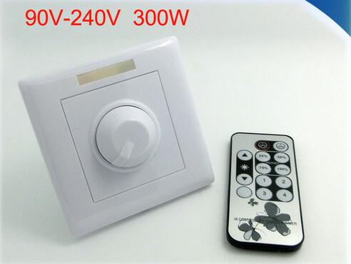 AC 90-240V 300W LED Dimmer IR Knob Remote control switch for dimmable LED bulb or LED strip lights
