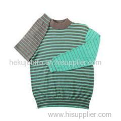 special casual jersey pullover half turtleneck colorblock striped cotton sweater