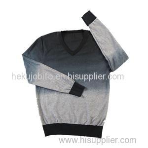 2016 men's v-neck pullover striped tie dye printing sweater