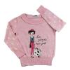 charming girl's crewneck printing pullover knitted intarsia dots lace sweater